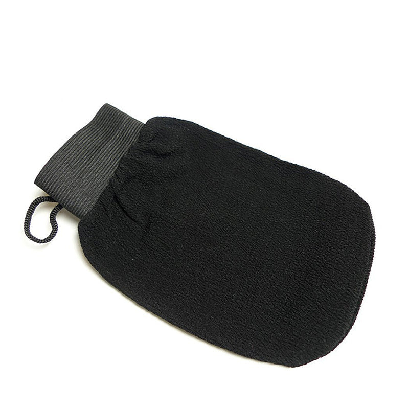 Black textured Body Exfoliating Mitt with gray cuff